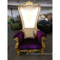 Fornecer cadeira royal king throne, cadeira PU bergere, cadeira de couro roxo para hotel com encosto alto